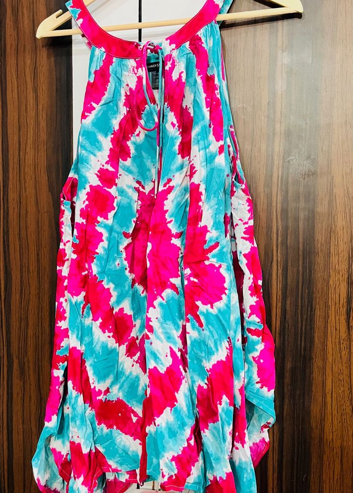 Vibrant Tie-Dye Halter Neck Top
