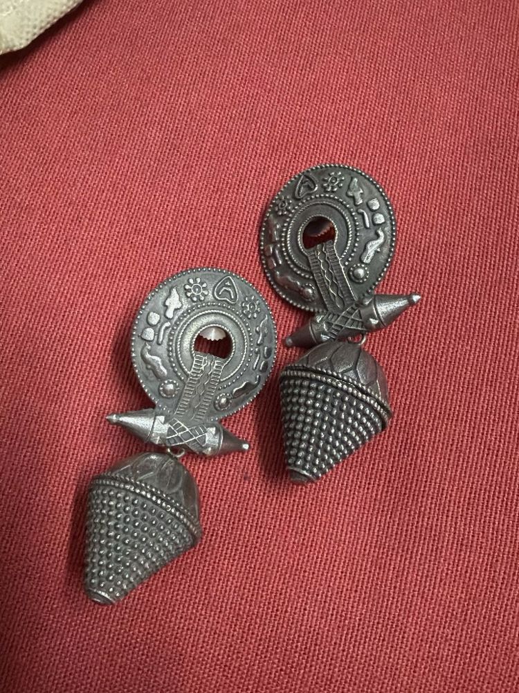 Ethnic Oxidized Silver Earrings