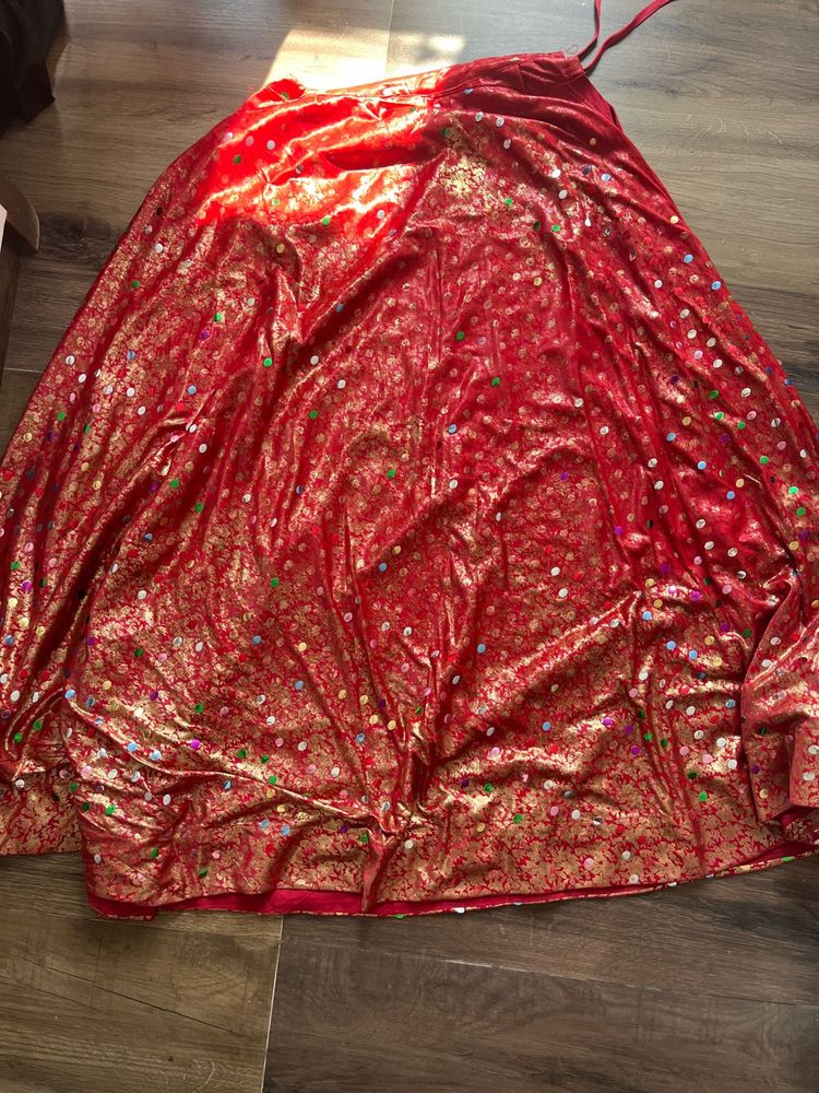 Stunning Red &amp; Gold Sequin Lehenga