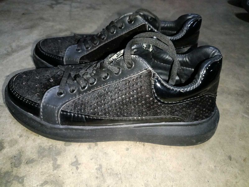 Black Velvet Sneakers for Womens