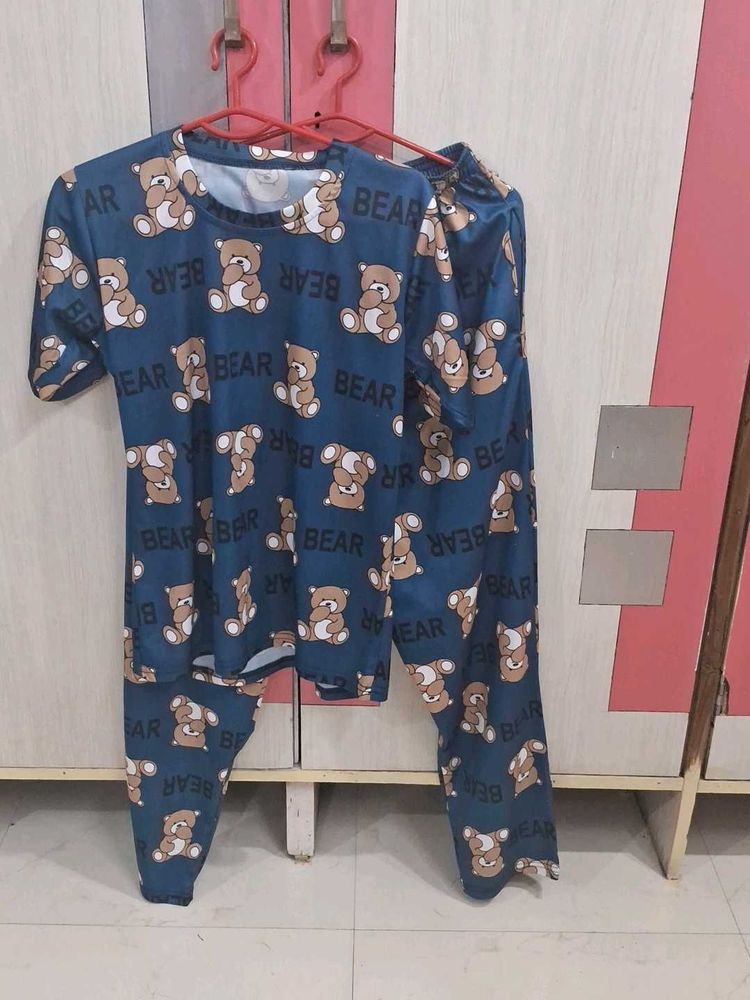 Cute Bear Print Pajama Set