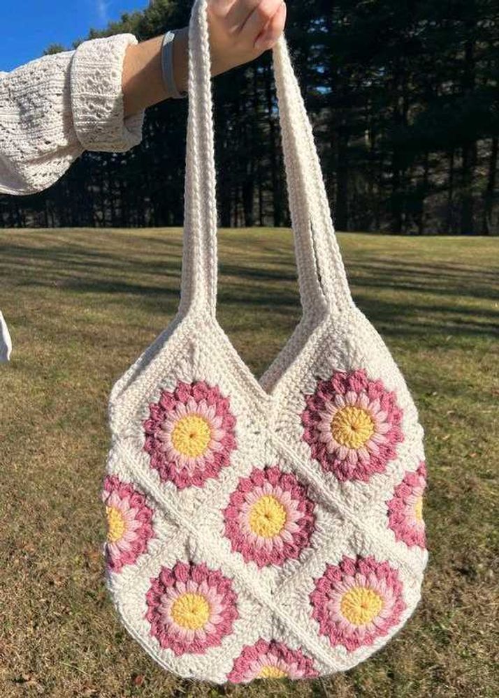 Crochet Flower Tote Bag