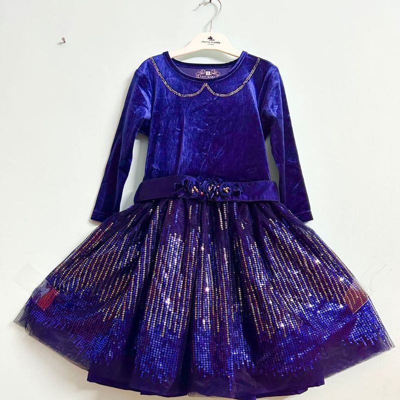 Limited Edition Navy Blue Velvet Sequence Dress