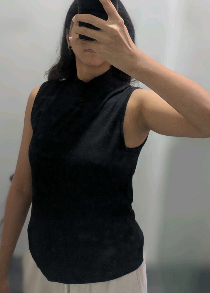 Polo Neck Black Top