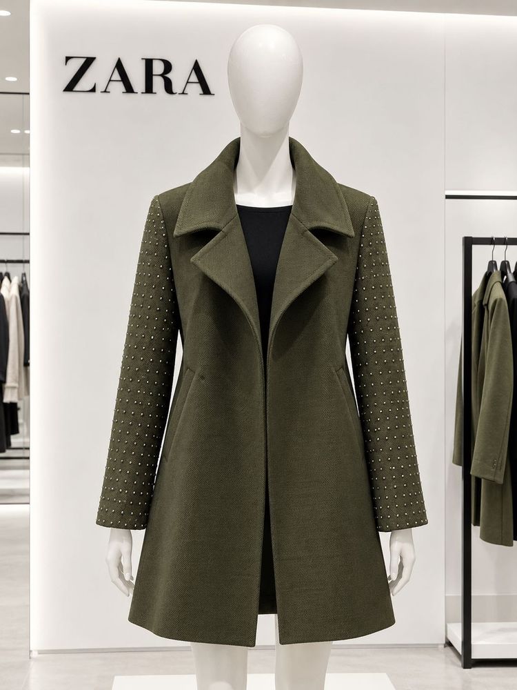 Zara Green Studded Sleeve Coat
