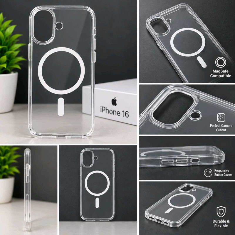 Transparent MagSafe Back Cover for iPhone 16