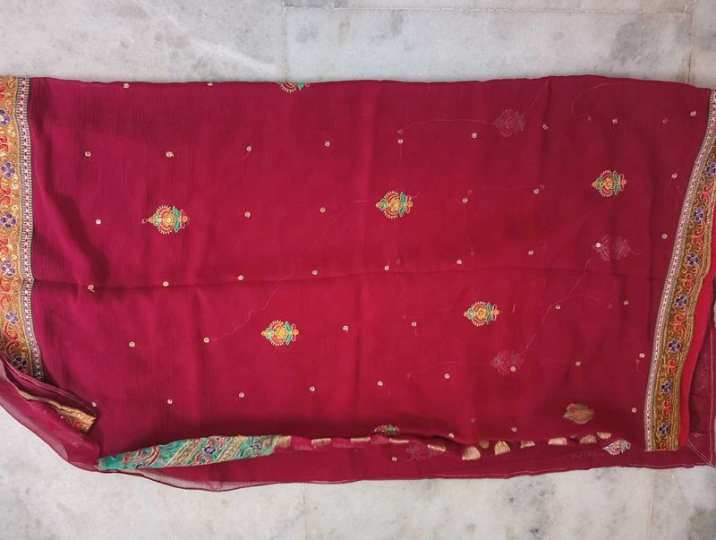 Elegant maroon  Brocade Saree