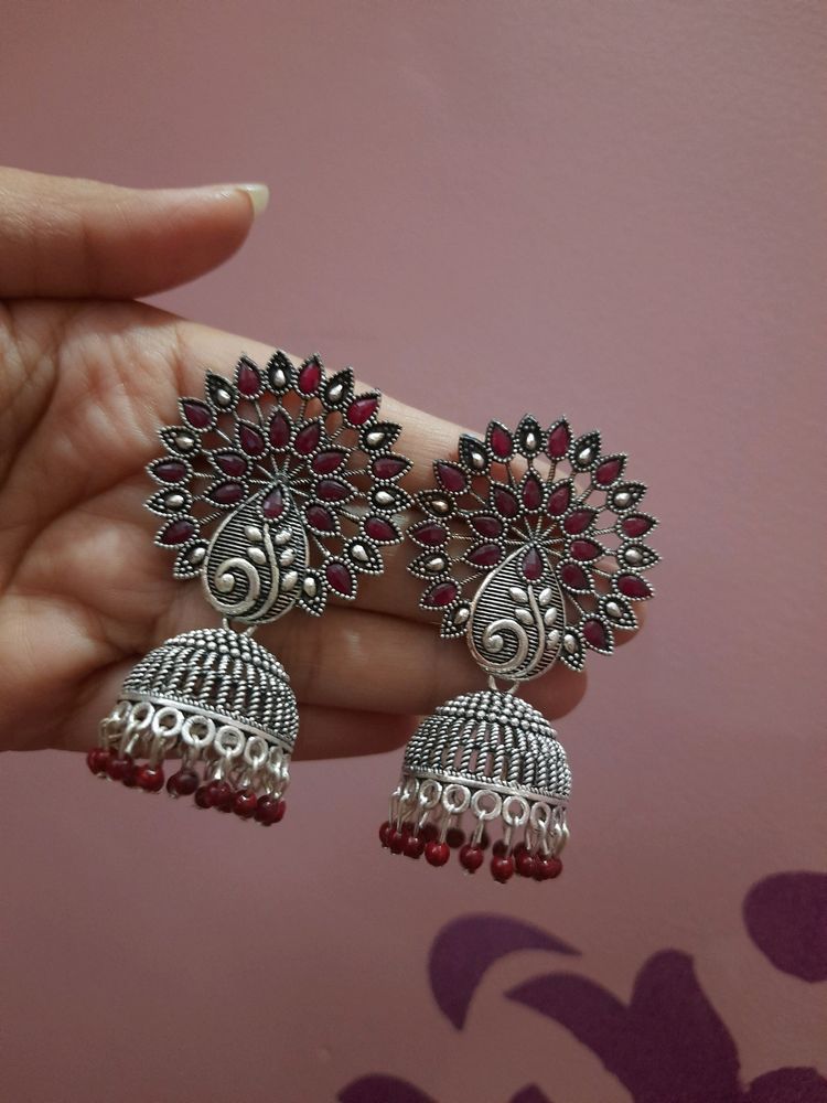 Indian Peacock Jhumka Earrings