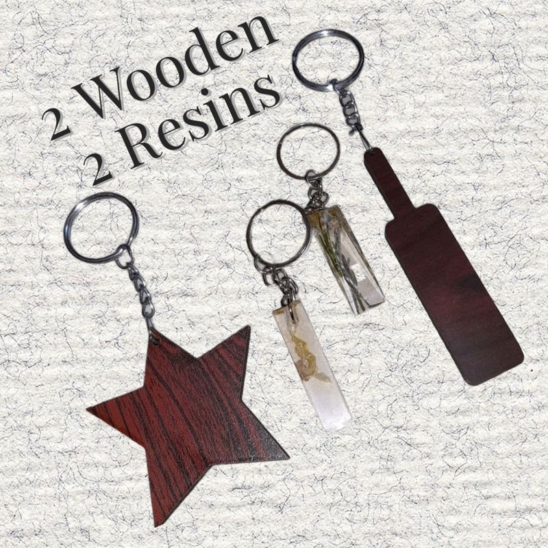 Resin &amp; Wood Keychain Set