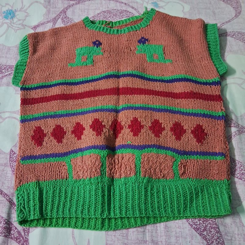 Multicolour Half Sleeve Sweater For 4 To 5 Years