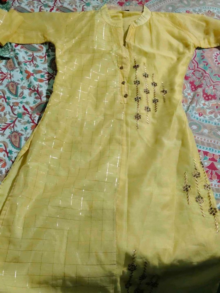 Yellow Kurta with Embellishments