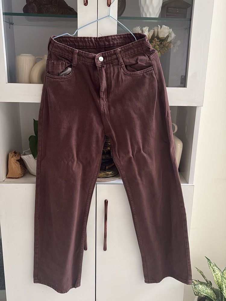 Brown Wide-Leg Jeans