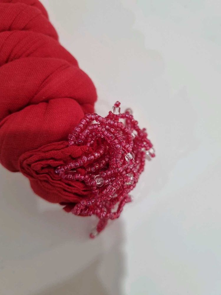 Red Beaded Dupatta - never used