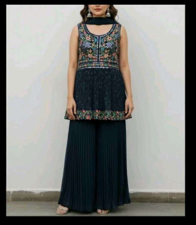 Elegant Embroidered Kurta Palazzo Set