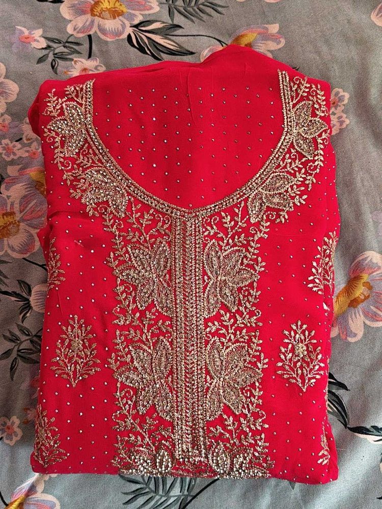 Stunning Red Embroidered Kurta