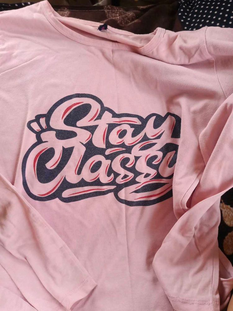 Pink "Stay Classy" Long Sleeve T-Shirt
