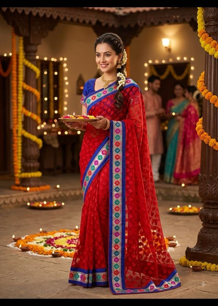 Beautiful elegant Red Saree