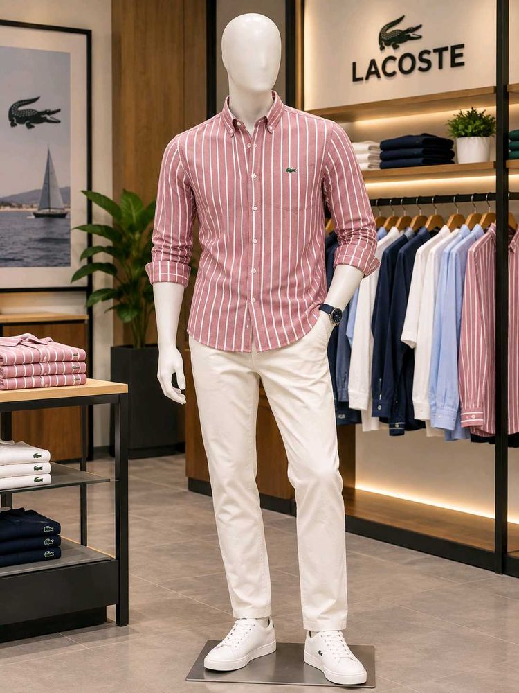 Men's Striped Casual Button-Up Shirt