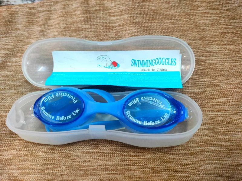 Blue Swimming Goggles with Case