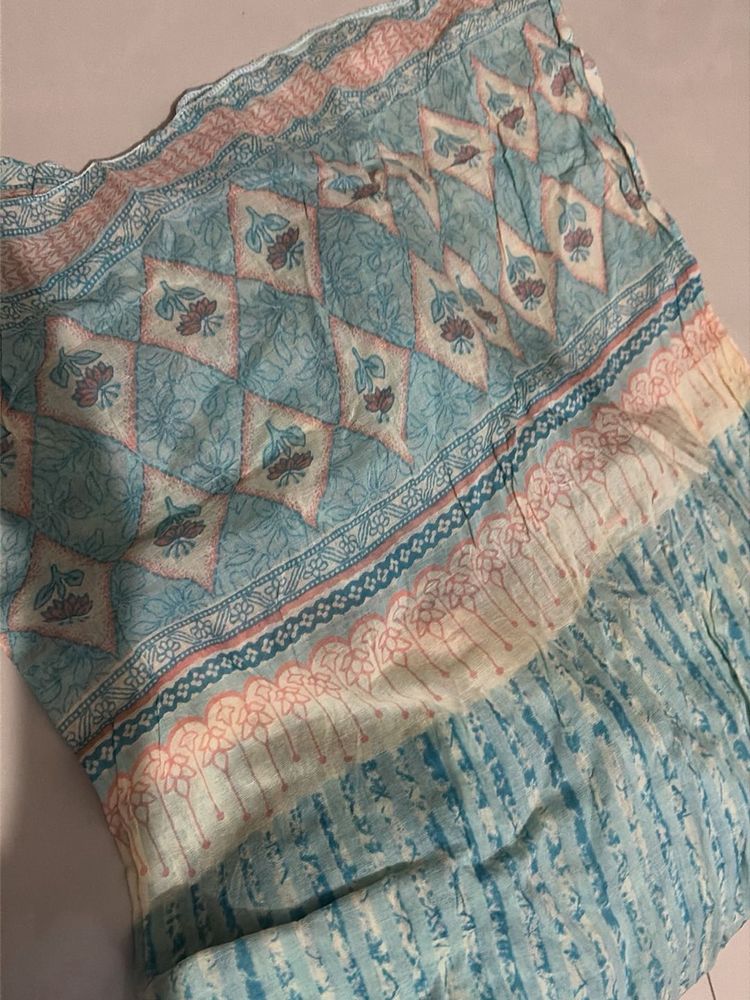 Beautiful Blue &amp; Pink Floral dupatta