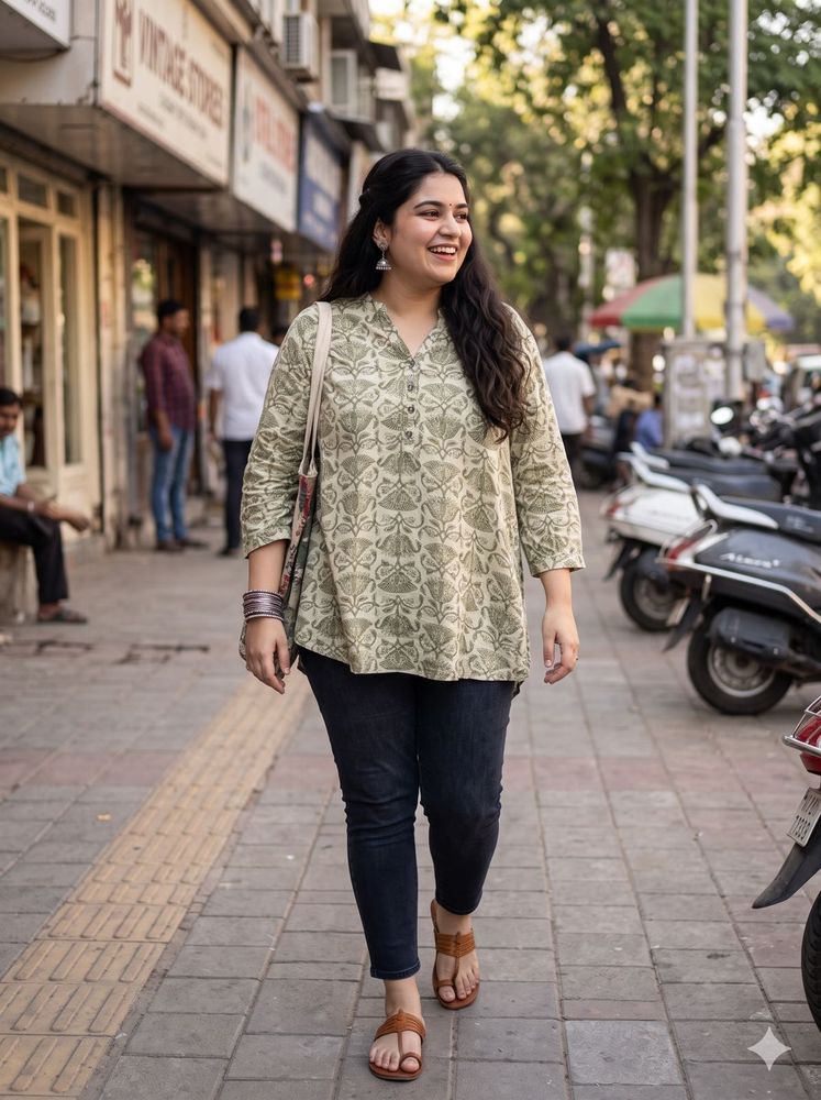Stylish Printed Cotton Kurta plus size