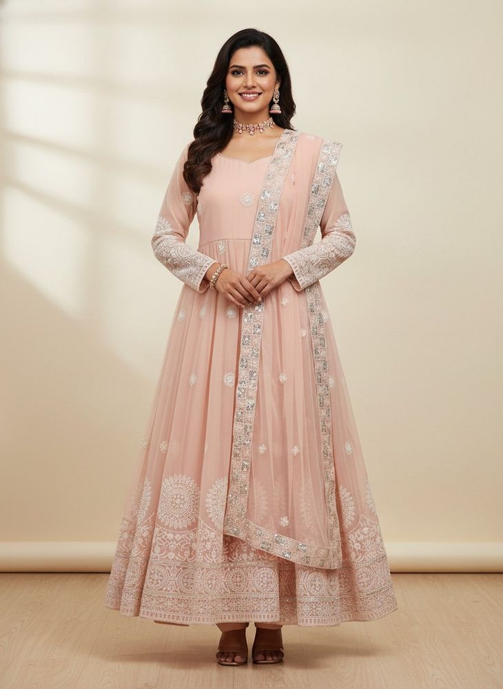 Elegant Peach Anarkali Suit with Dupatta