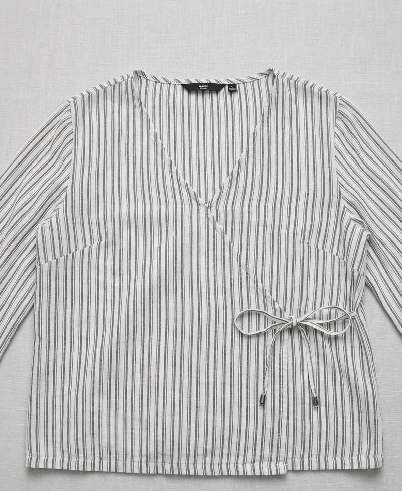 Striped Wrap Style Top