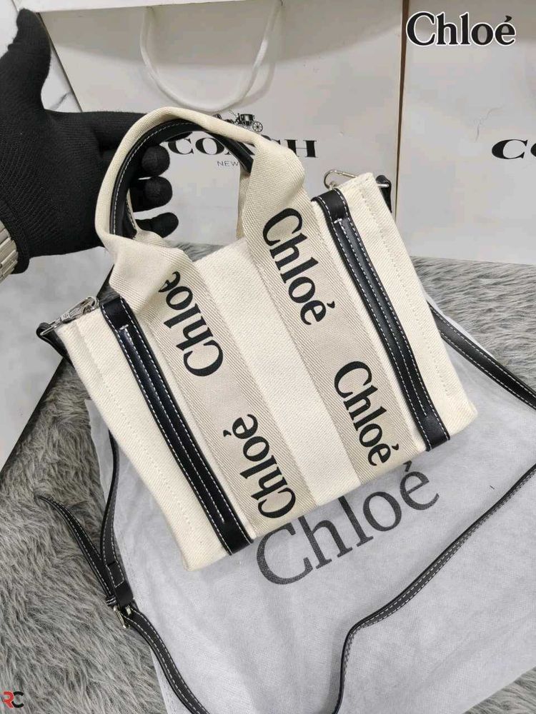 CHLOE*  *WOODY SMALL DENIM TOTE BAG*