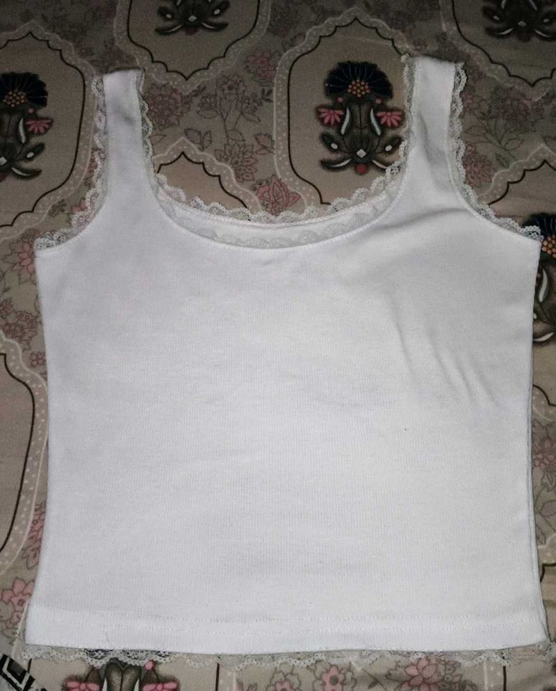 White Lace Trim Camisole