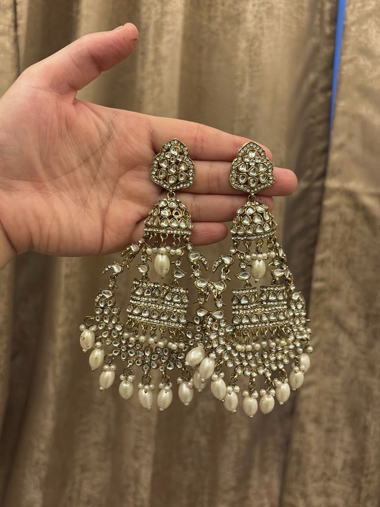 Stunning Pearl &amp; Kundan Drop Earrings combo set
