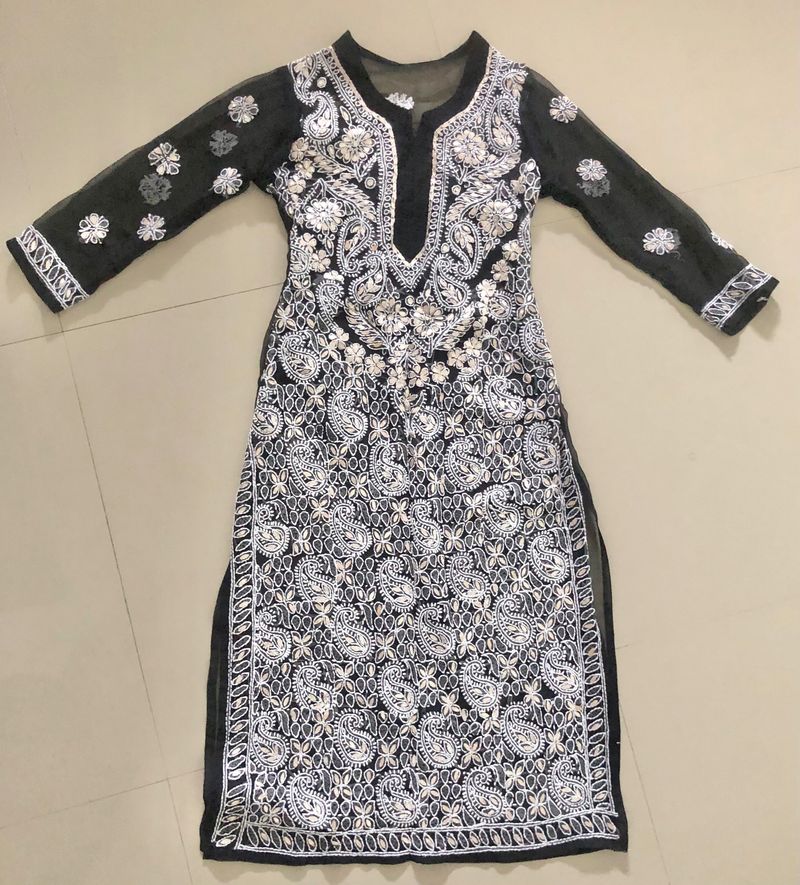 Heavy Gota Patti And Thread Work Georgette Kurti