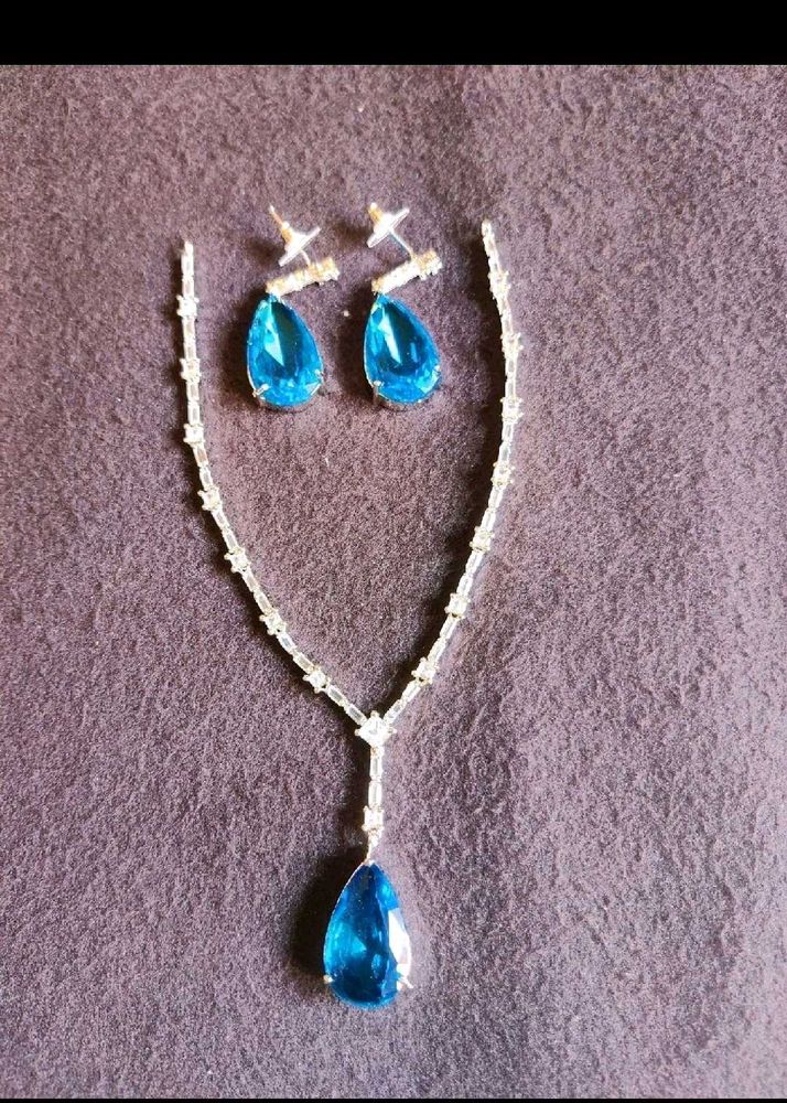 Teardrop Blue Stone Jewelry Set