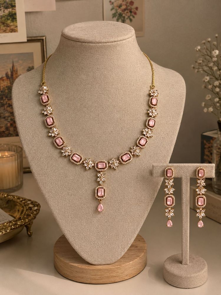 Elegant Pink Gemstone Jewelry Set