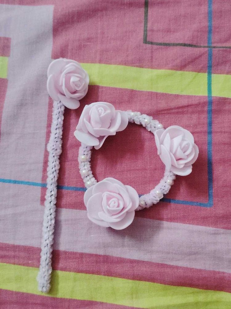 Cute Pink Rose Hair Accessories Set