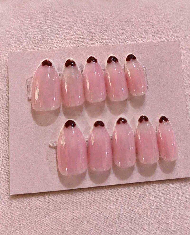 Cute Pink Heart Press-On Nails