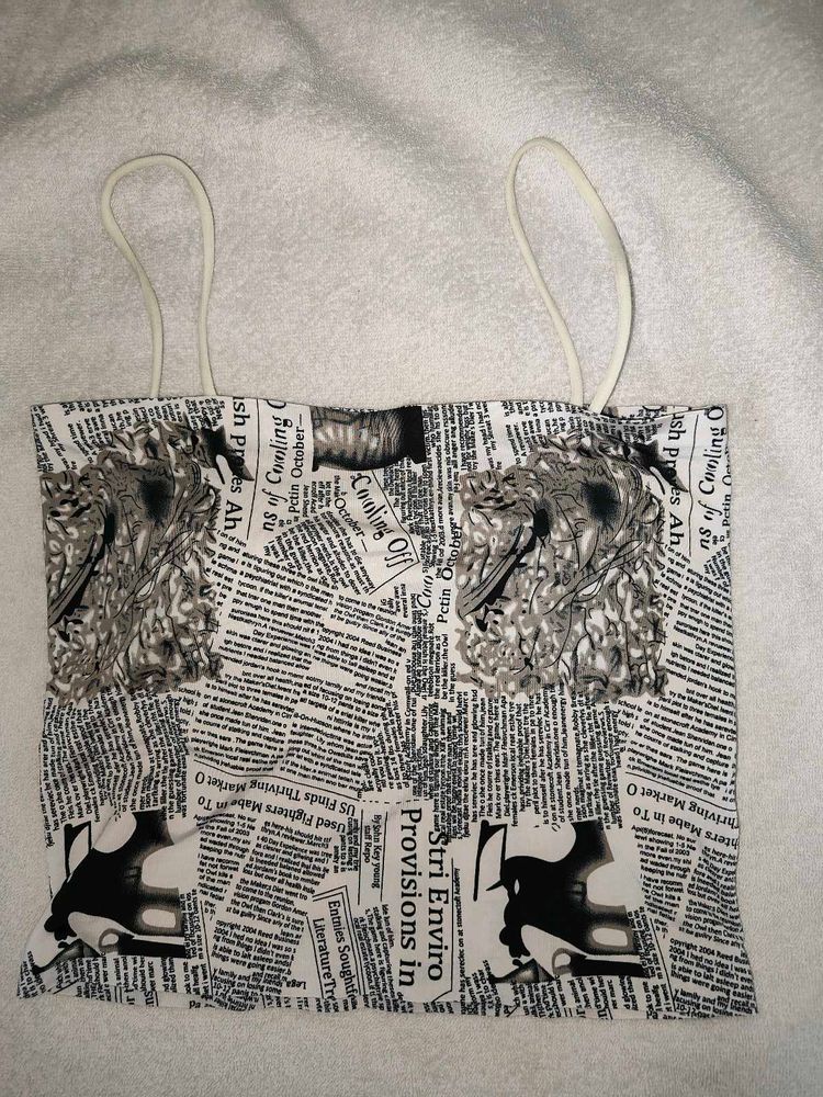 Unique Newspaper Print Top