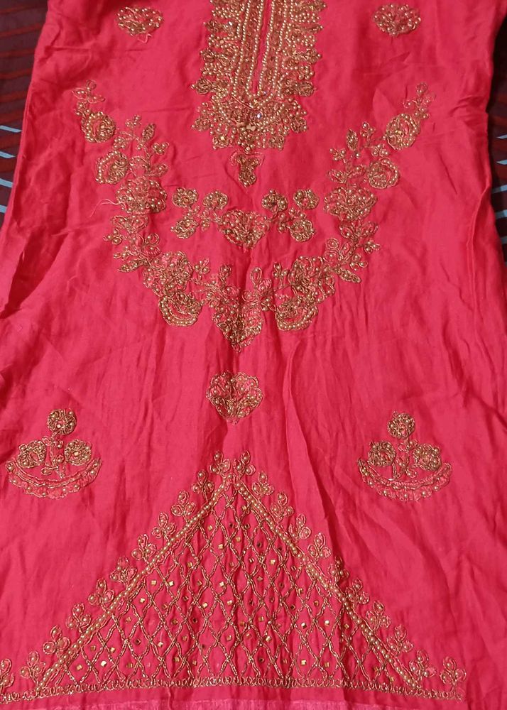Embroidered Pink Kurta