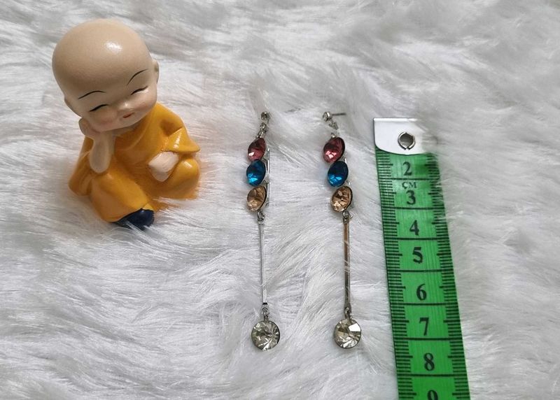 Dangle Earrings with Colorful Gems