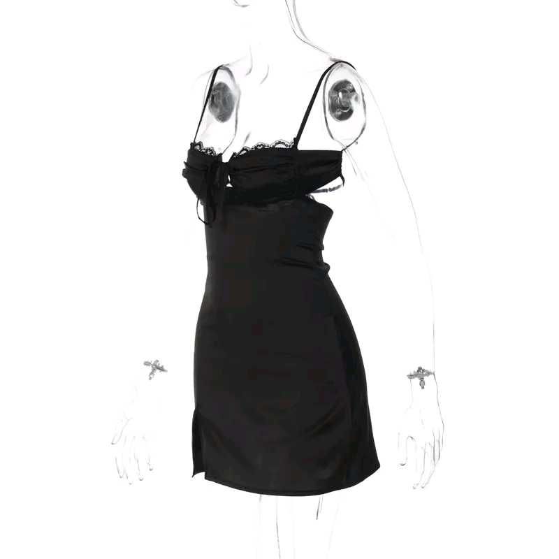 Black Satin Mini Dress