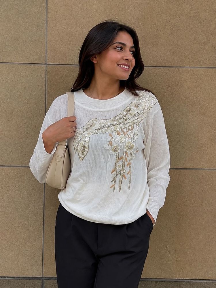 Sequin Embellished Knit Sweater