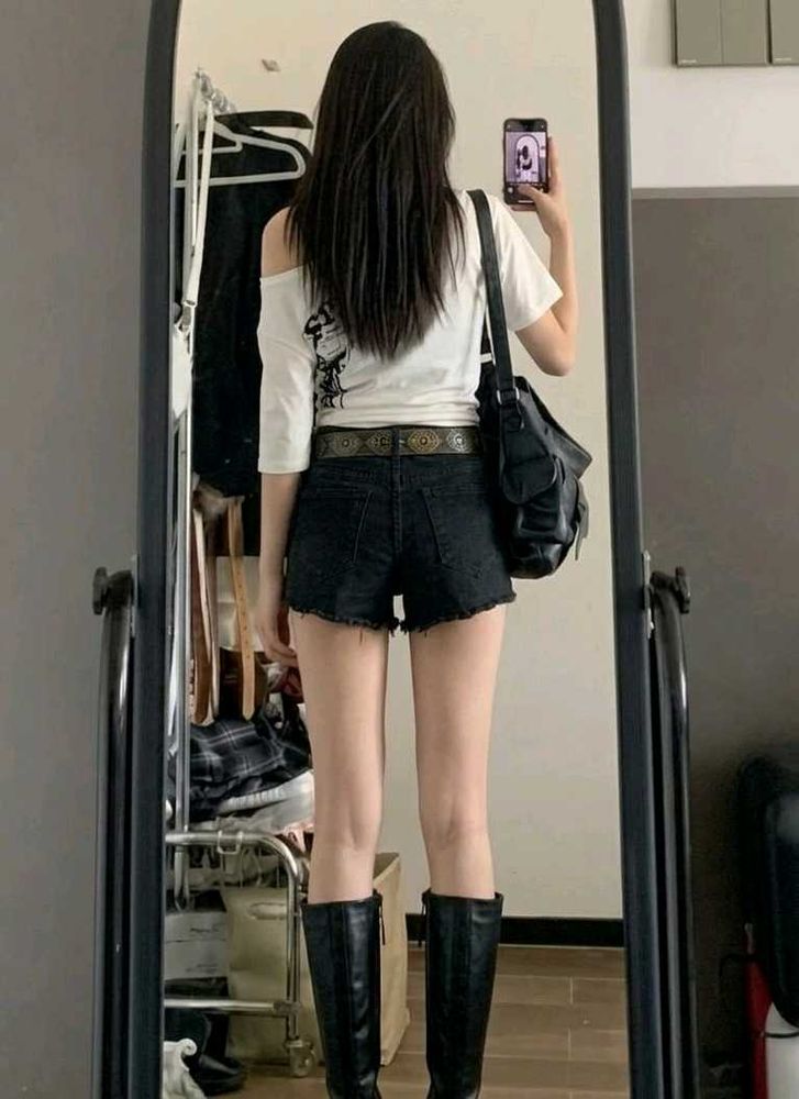 Black denim Shorts with Tag