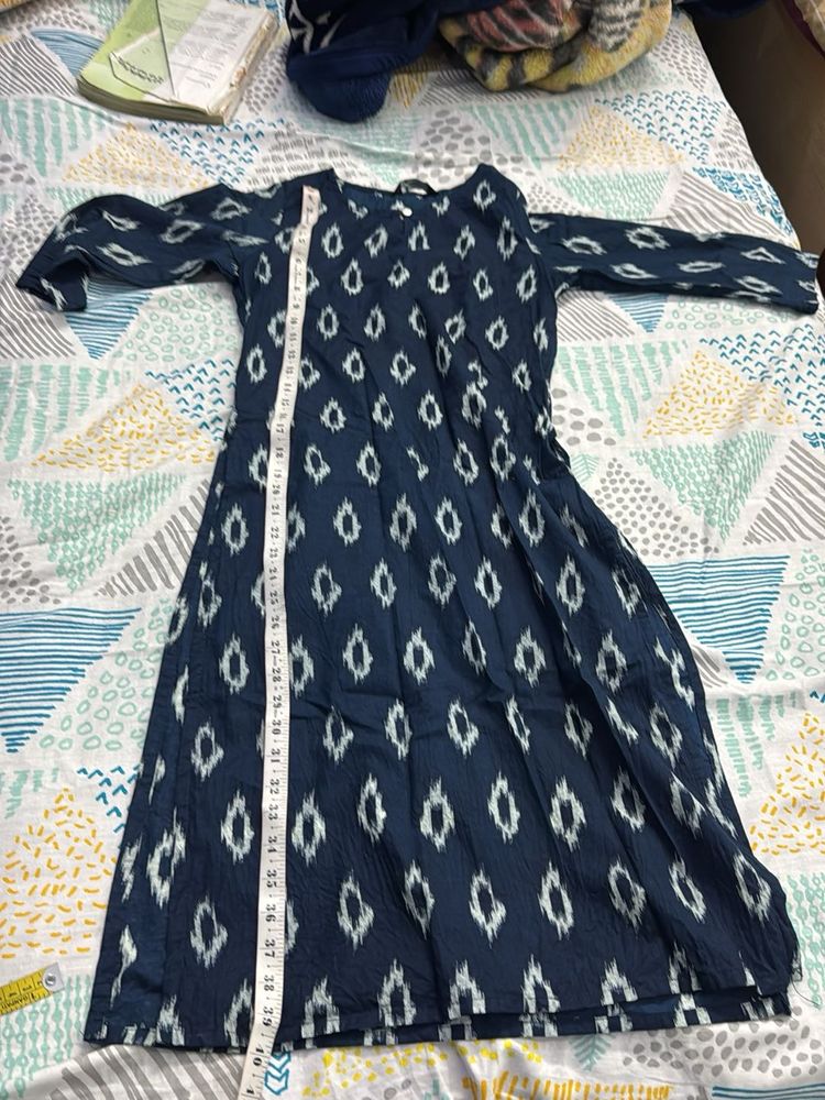 Navy Blue Ikat Print Kurta
