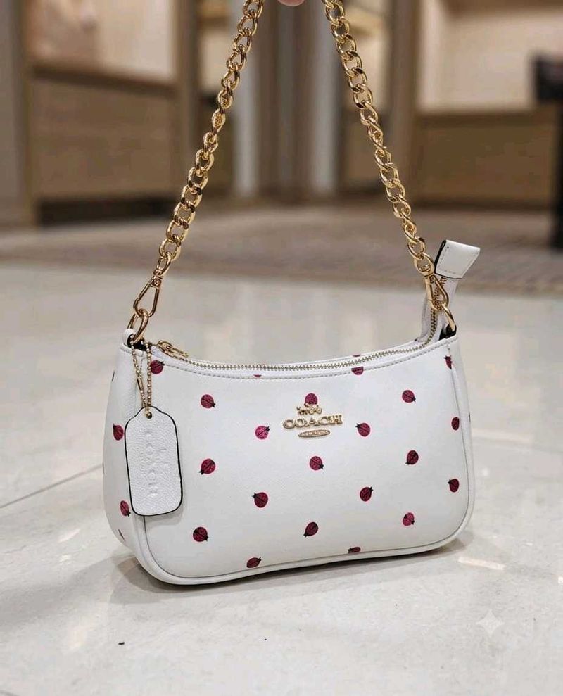 Coach White Strawberry Print Hobo Bag