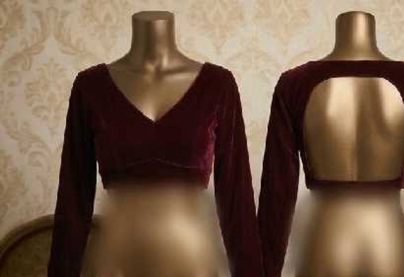 Maroon Velvet Blouse