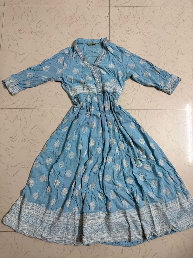Beautiful Blue Kurta with White Print