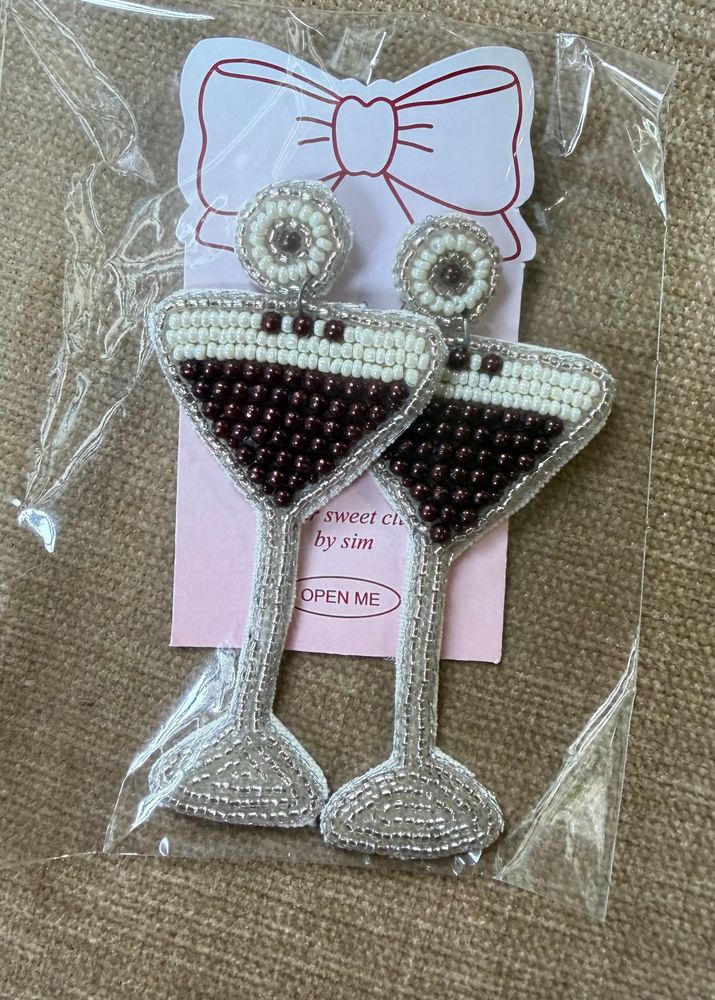 Beaded Martini Glass Earrings