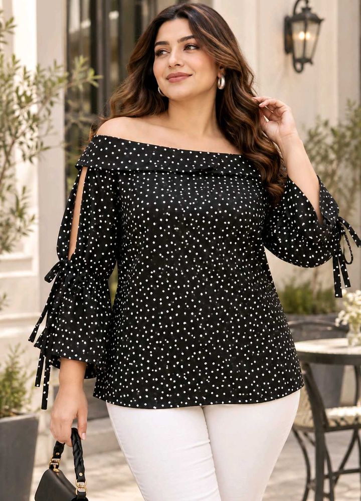Chic Polka Dot Off-Shoulder Top