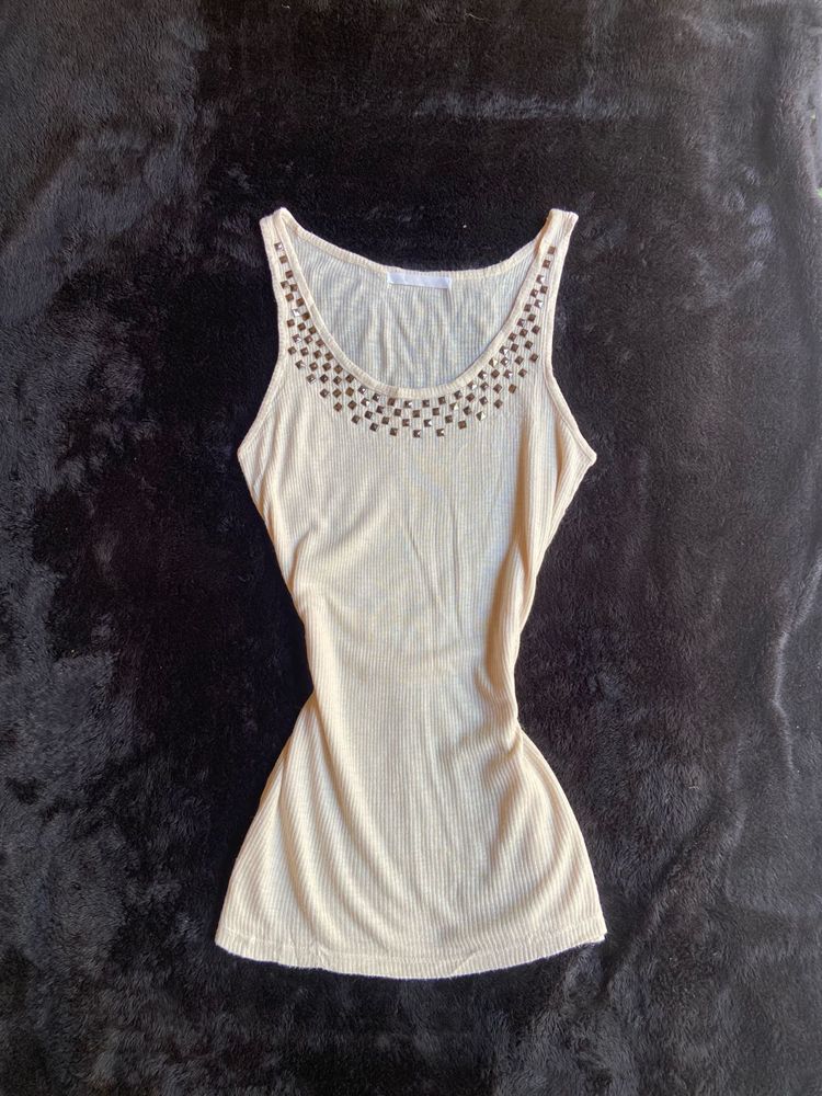 y2k Studded Cream Tank Top