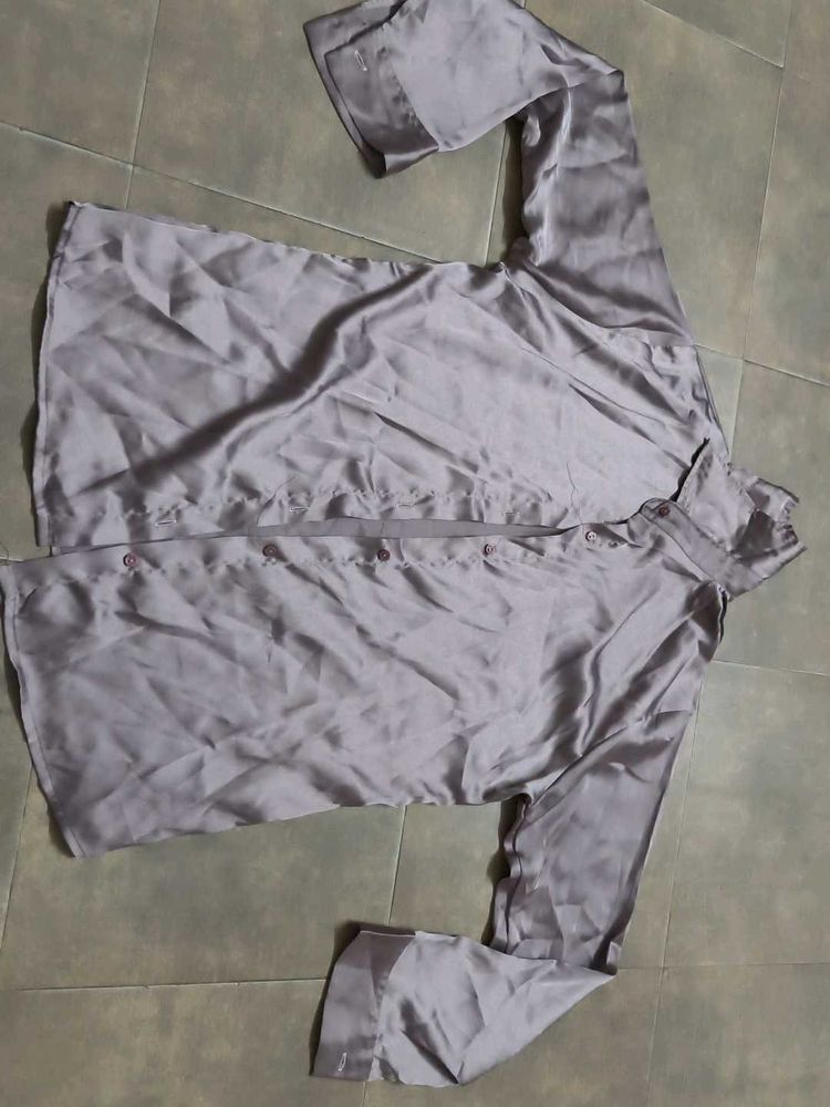 Satin Button-Down Shirt