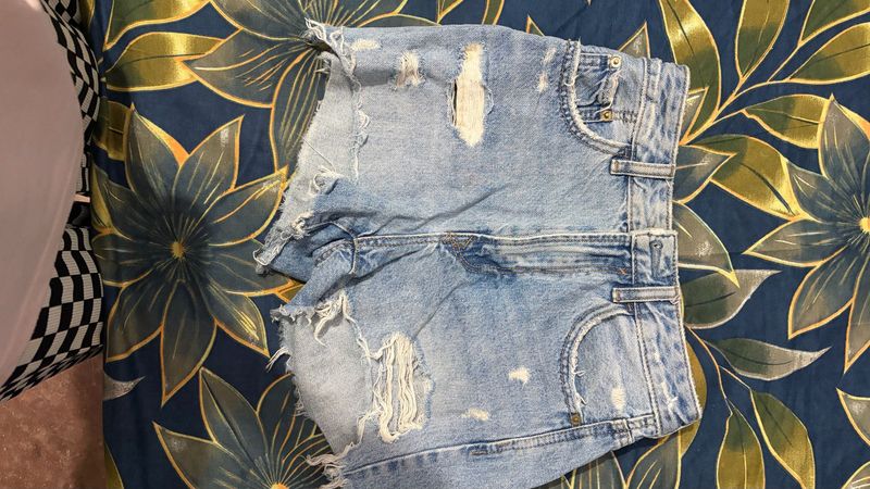 Distressed Denim Shorts and crop top combo